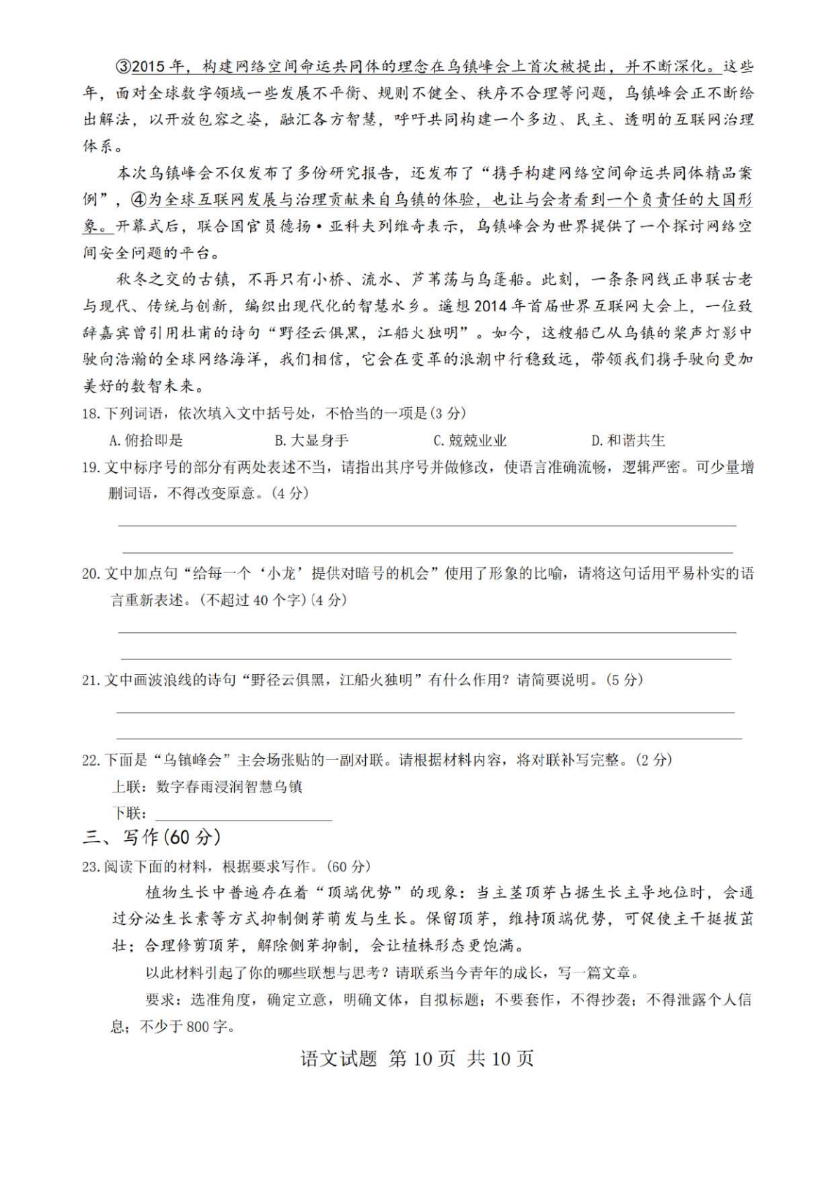 2026八省联考语文试卷及谜底剖析(T8完全版)第10页